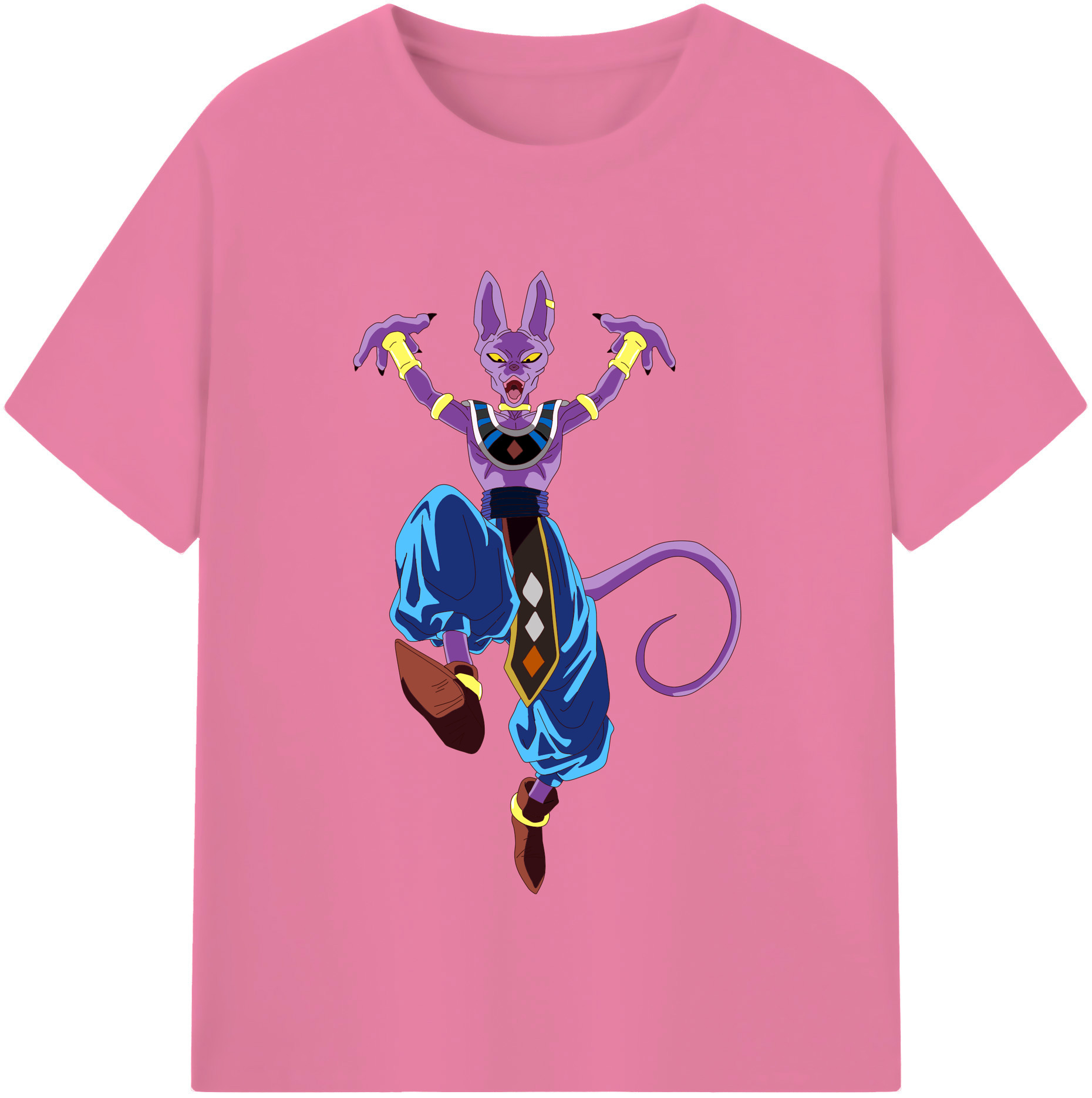（画像用） ドラゴンボール ビルス 破壊神ビルス DRAGON BALL Beerus Birusu 綿100％半袖Tシャツ（フロントプリント）